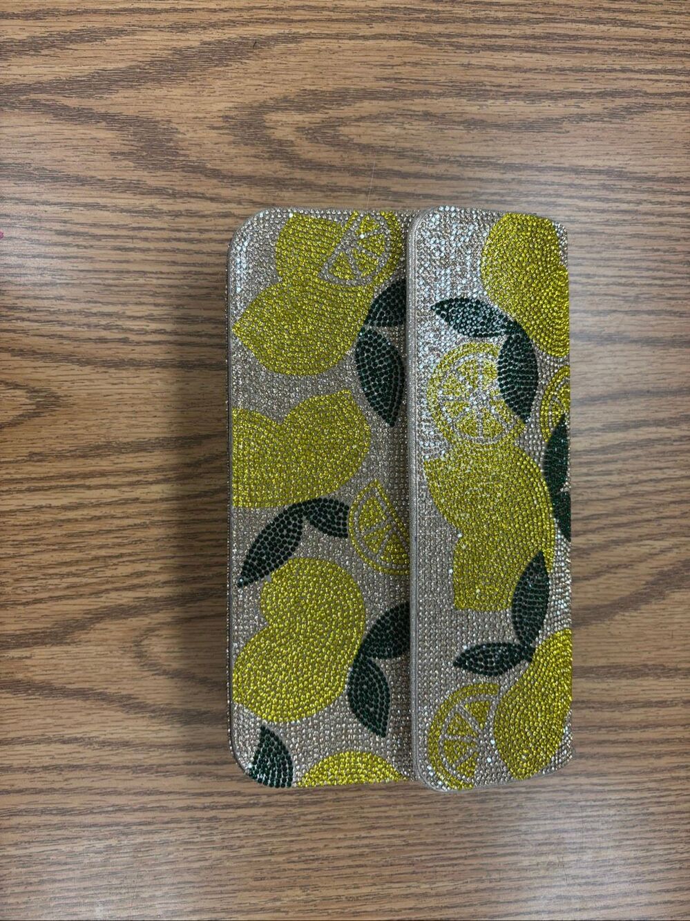 Rhinestone lemon print clutch/Crossbody bag NWT